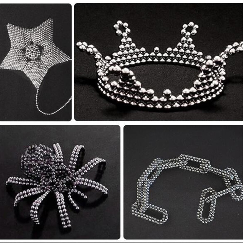 1000 STÜCKE 5mm Magnetische Kugel Baustein Kreative Magnet Spielzeug Puzzle Bälle - Silber--8