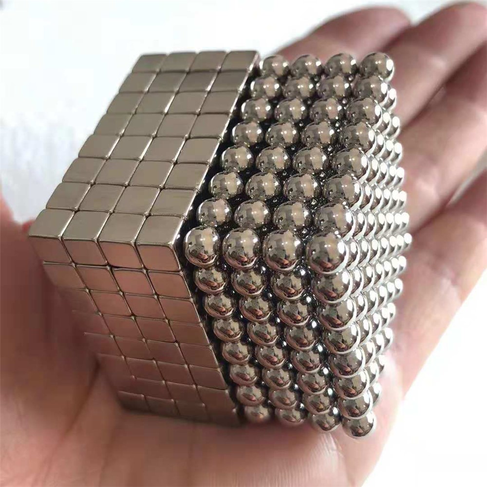 256 Stücke Magnetische Kugeln + 256 Stücke Magische Würfel Kreative Magnet Spielzeug Baustein 5mm - Silber--1