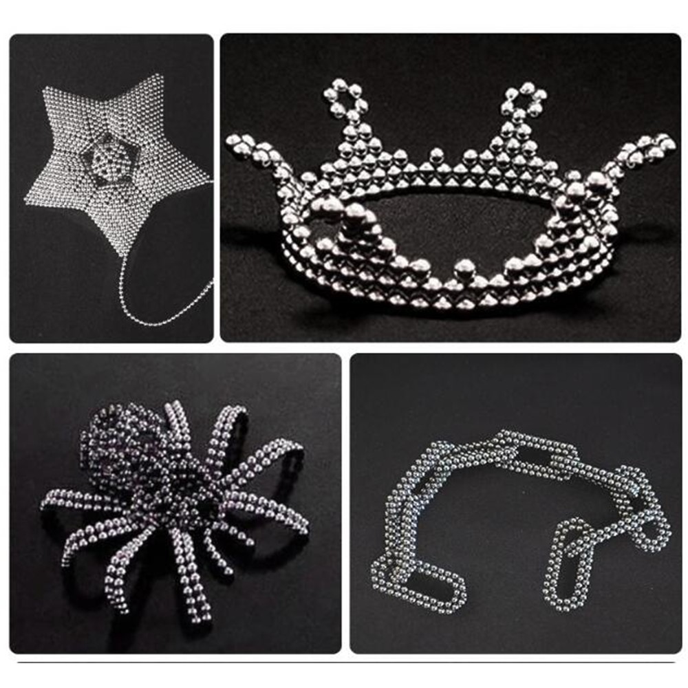 256 Stücke Magnetische Kugeln + 256 Stücke Magische Würfel Kreative Magnet Spielzeug Baustein 5mm - Silber--10
