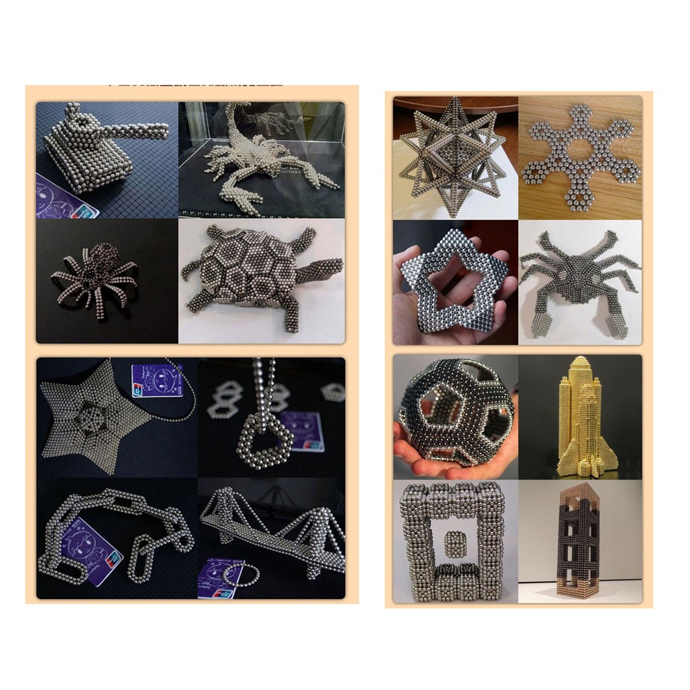256 Stücke Magnetische Kugeln + 256 Stücke Magische Würfel Kreative Magnet Spielzeug Baustein 5mm - Silber--3