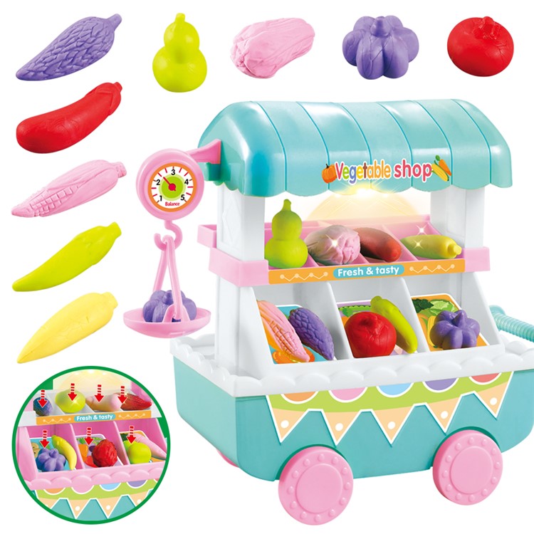 Gemüseladenautospielsatz Der Simulation 96pcs / Set Mit Pädagogischem Spielzeug Der Musik Für Kinder - Blau-2