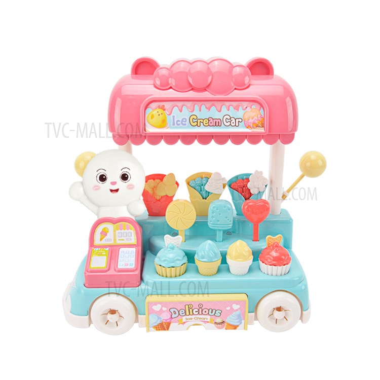 Ice Cream Snack Car Playset Kit Lights And Sounds Kids Pretend Play Toy Set for Preschool Children-2