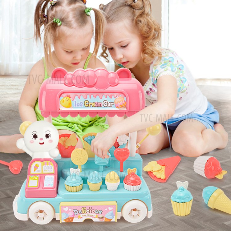 Ice Cream Snack Car Playset Kit Lights And Sounds Kids Pretend Play Toy Set for Preschool Children-6