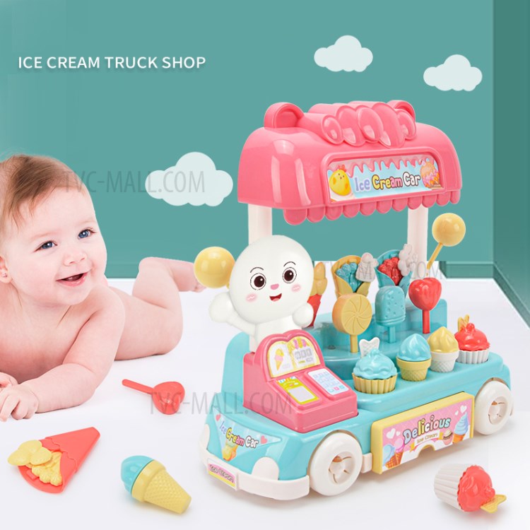 Ice Cream Snack Car Playset Kit Lights And Sounds Kids Pretend Play Toy Set for Preschool Children-7