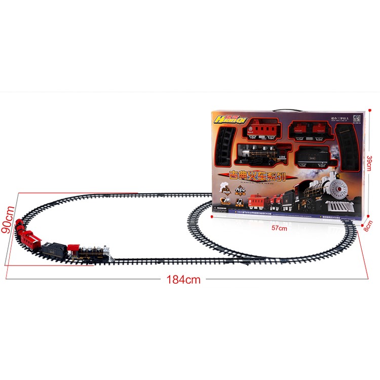 HUANQI 3500-3A Classic Battery Operated Toy Train Set with Real Smoke, Sounds and Lights-12