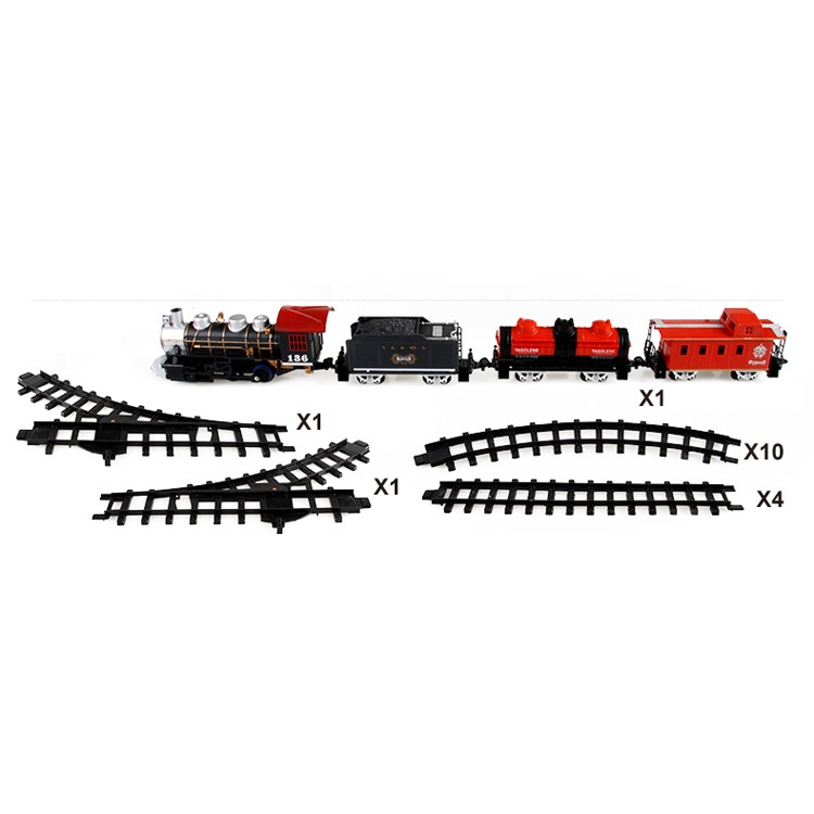 HUANQI 3500-3A Classic Battery Operated Toy Train Set with Real Smoke, Sounds and Lights-13