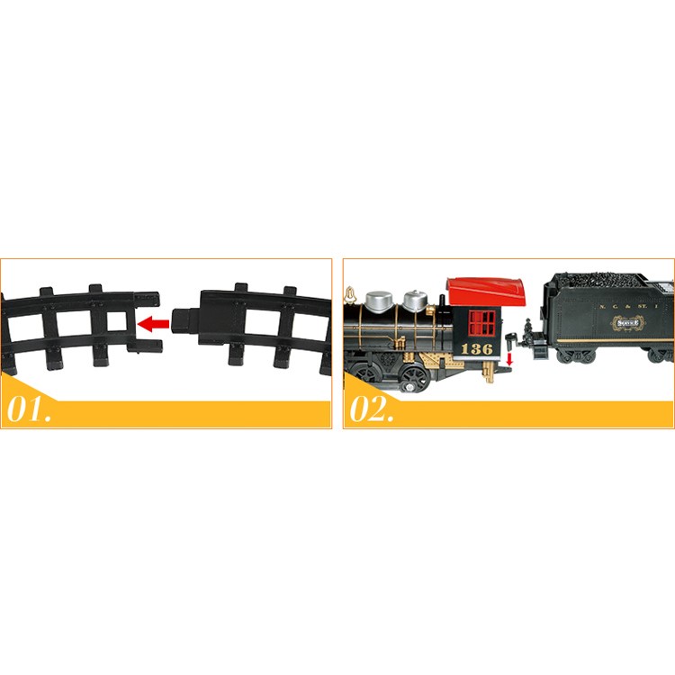 HUANQI 3500-3A Classic Battery Operated Toy Train Set with Real Smoke, Sounds and Lights-14