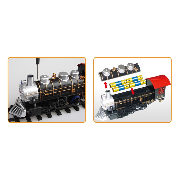 HUANQI 3500-3A Classic Battery Operated Toy Train Set with Real Smoke, Sounds and Lights-15