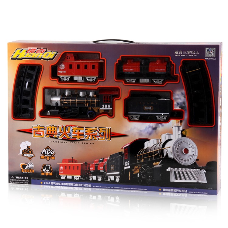 HUANQI 3500-3A Classic Battery Operated Toy Train Set with Real Smoke, Sounds and Lights-5