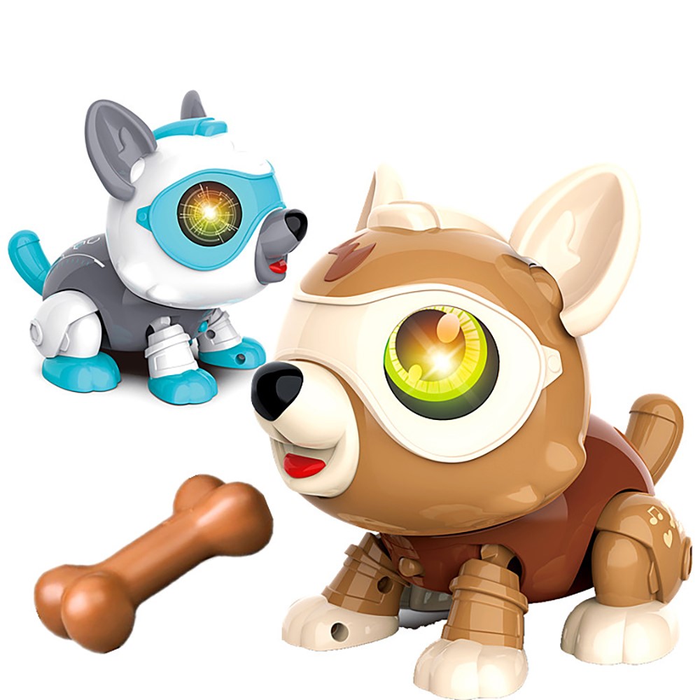 Intelligent Voice Control Assembled Toy Building Toy Multifunctional Electronic Dog Shaped Toy - BG1530/Brown-3