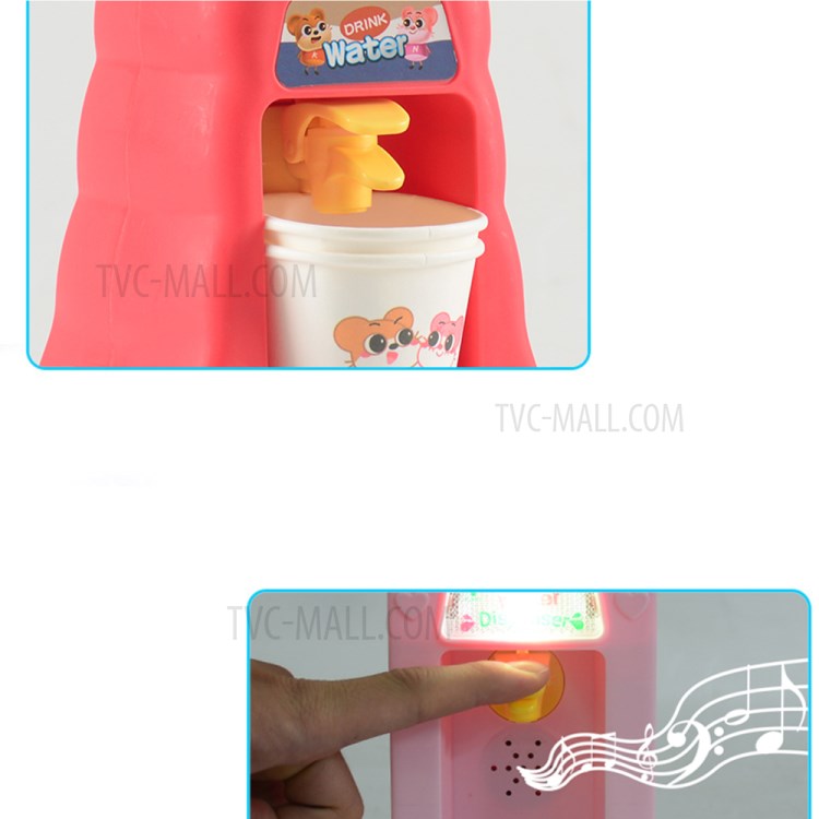 Kids Simulation Water Dispenser Play Toy Electric Sound and Light - Pink-5