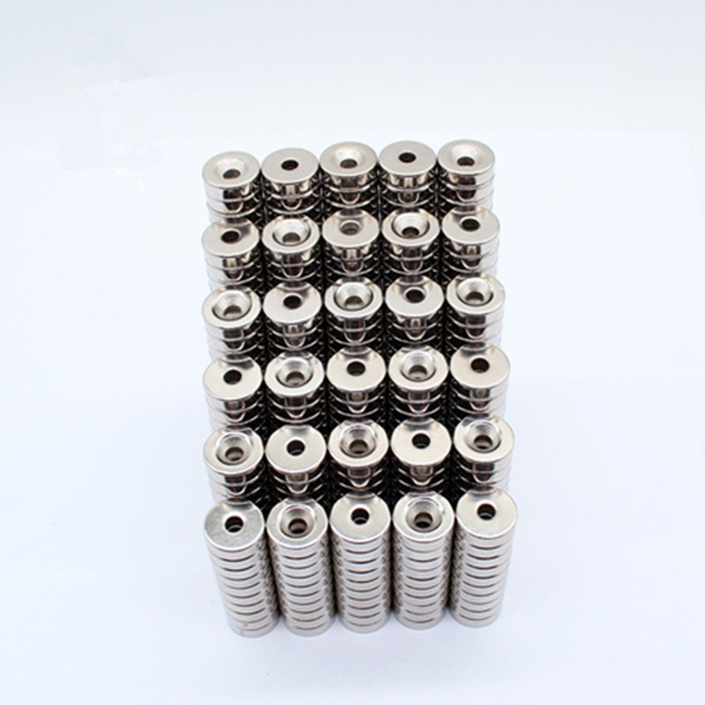 100Pcs/Set 12 x 4mm Industrial Equipment and DIY Projects Powerful Suction Round Shape Hole NdFeB Magnet-12