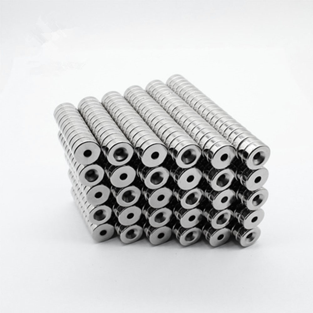 100Pcs/Set 12 x 4mm Industrial Equipment and DIY Projects Powerful Suction Round Shape Hole NdFeB Magnet-2