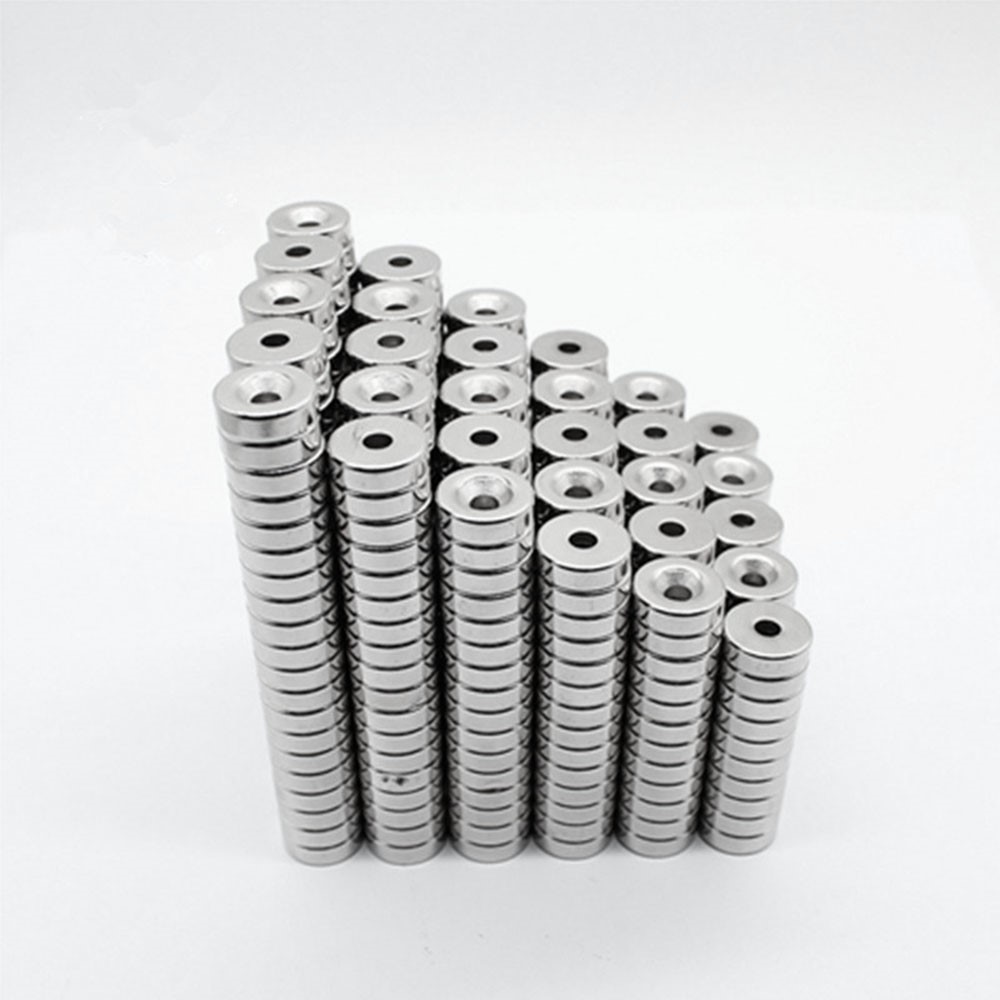 100Pcs/Set 12 x 4mm Industrial Equipment and DIY Projects Powerful Suction Round Shape Hole NdFeB Magnet-3