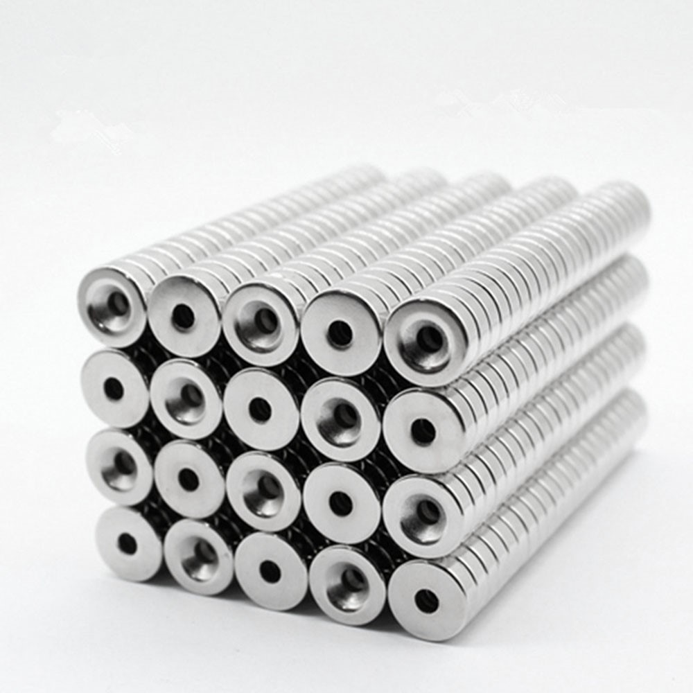 100Pcs/Set 12 x 4mm Industrial Equipment and DIY Projects Powerful Suction Round Shape Hole NdFeB Magnet-4