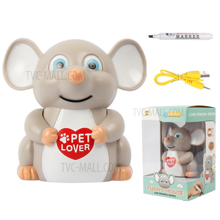 Novelty Line Follow Induction Toy Electric Light Music Pen Line Drawing Induction Toy Children Gift - Mouse-1