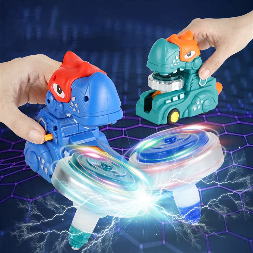 SJL5801 Multi-function Inertial Gyro Truck Toddler Toy Alloy Dinosaur Car Educational Toy with Lights for Kids - Cyan-5