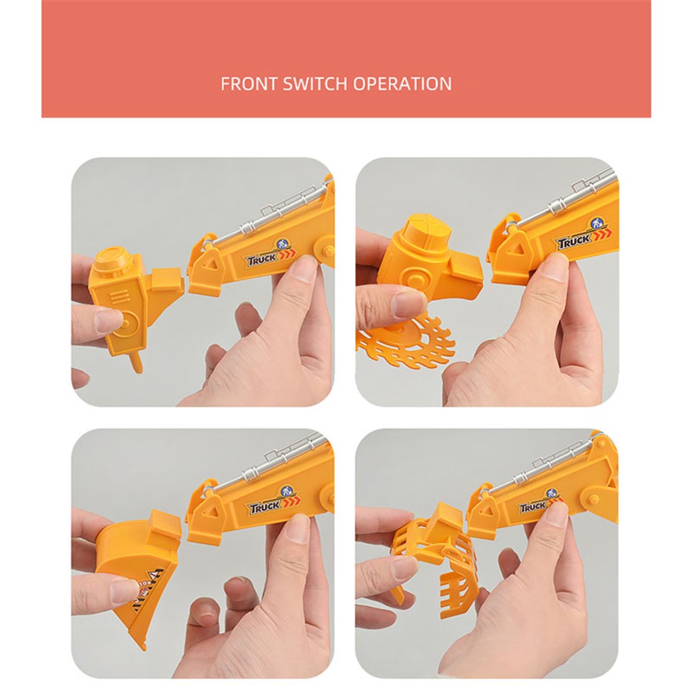 2153 4-in-1 Domino Blocks Excavator Electronic Engineering Vehicle Children Toy with Light Sound Effects-4