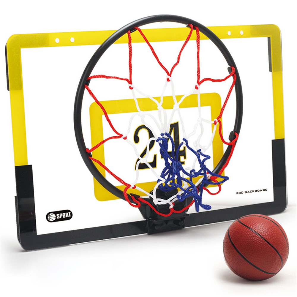 Punch-Free Plastic Basketball Hoop Set Basketball Hanger Mount Game for Kids Children Adults - Yellow-6