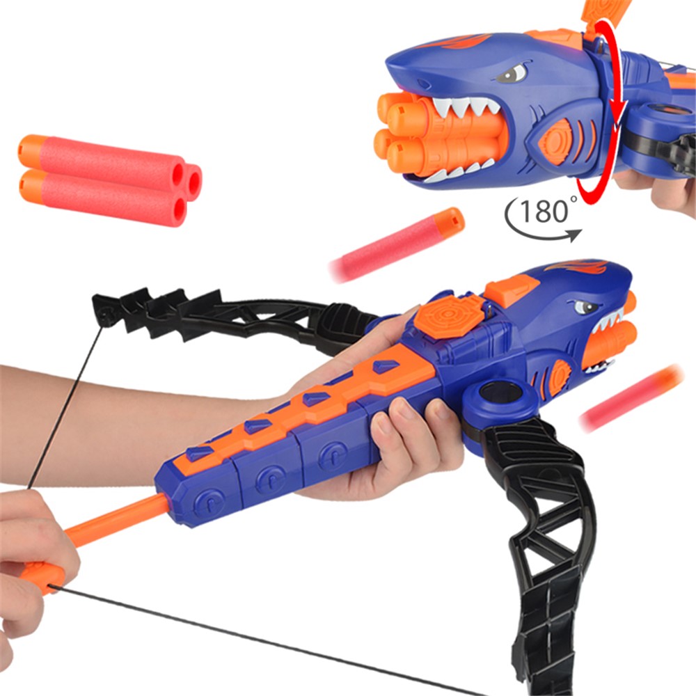LZ062 Children Shooting EVA Soft Bullet Bow Arrow Toy Shark Crossbow Launcher Kids Slingshot Toy-3