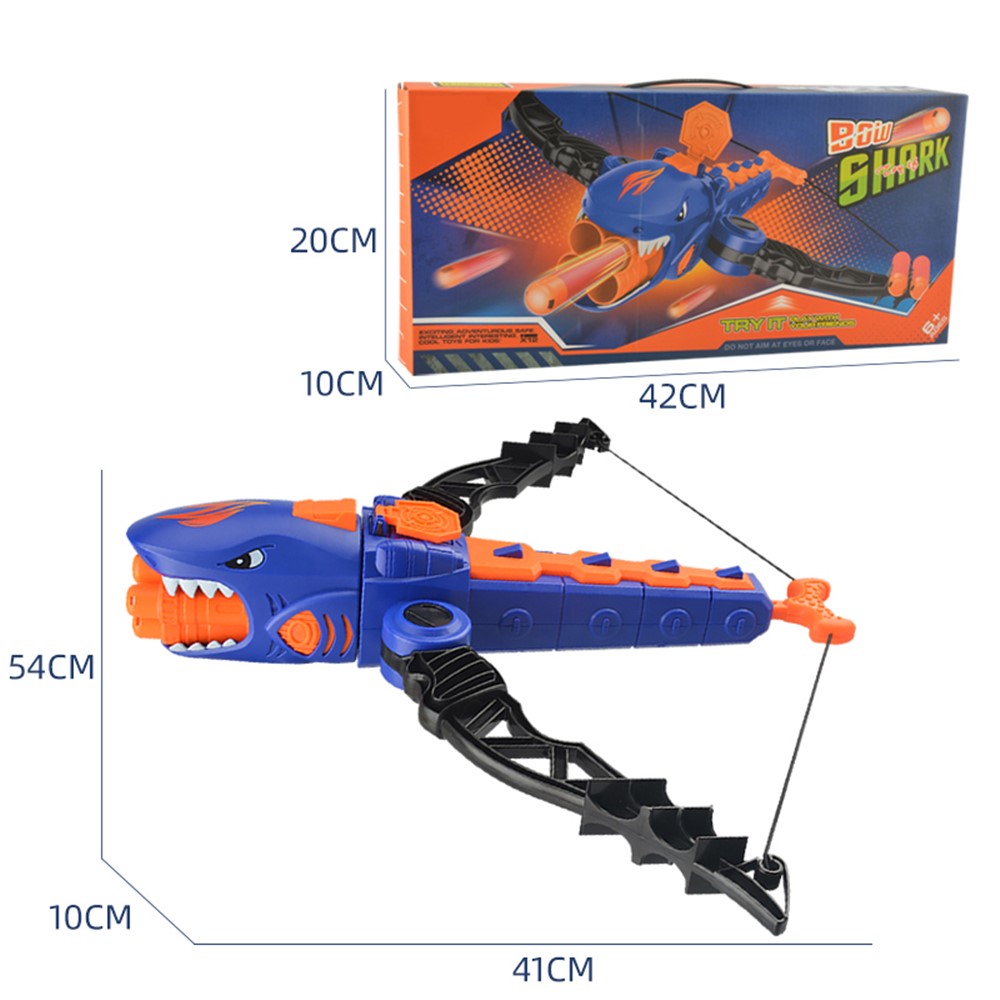 LZ062 Children Shooting EVA Soft Bullet Bow Arrow Toy Shark Crossbow Launcher Kids Slingshot Toy-6
