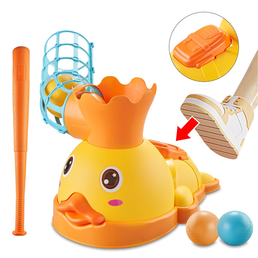 5818 Children Cartoon Duck Baseball Launcher Kids Outdoor Sports Foot Stepping Baseball Catapult Toy-4