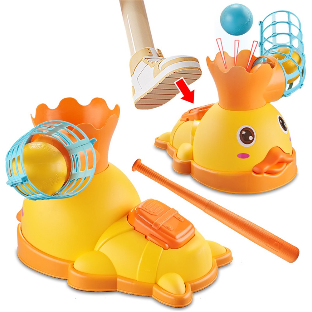 5818 Children Cartoon Duck Baseball Launcher Kids Outdoor Sports Foot Stepping Baseball Catapult Toy-6