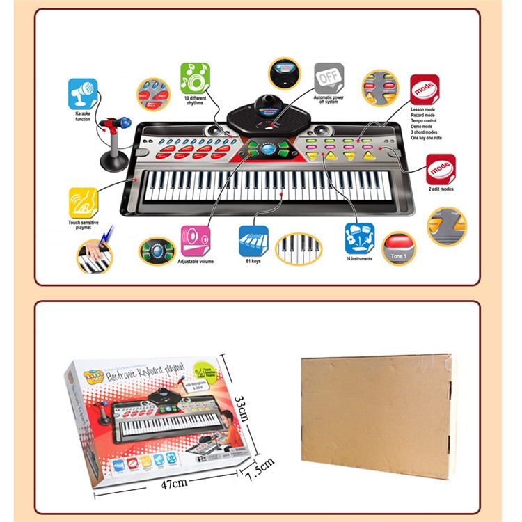 ZIPPYMAT 61 Keys Electronic Organ Piano Mat with Microphone Children Early Educational Toy-6