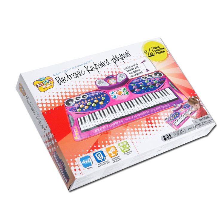 61 Keys Music Piano Electronic Keyboard Playmat with Microphone and Stand-5