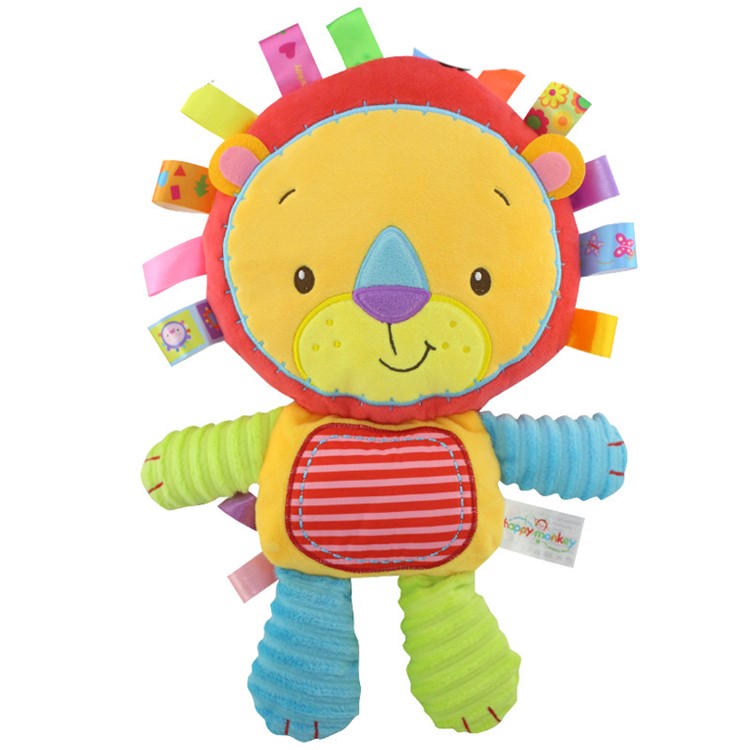 HAPPY MONKEY Infant Baby Soft Plush Rattle Early Educational Development Comforter Toy - Lion-1