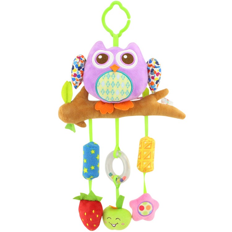 Cartoon Animals Stroller Bed Hanging Bell Toy Wind Chimes for Babies - Purple Owl-1