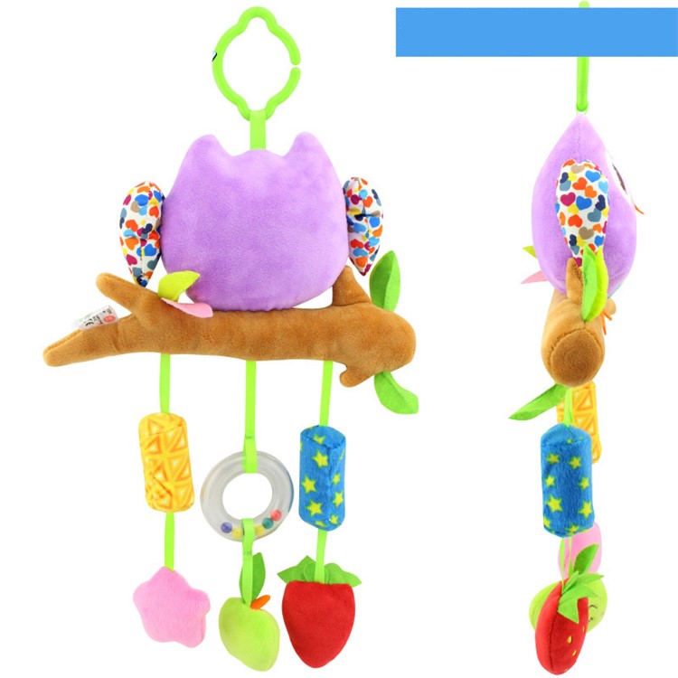 Cartoon Animals Stroller Bed Hanging Bell Toy Wind Chimes for Babies - Purple Owl-2