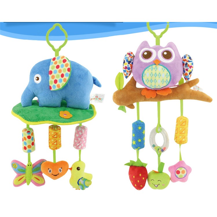 Cartoon Animals Stroller Bed Hanging Bell Toy Wind Chimes for Babies - Purple Owl-3