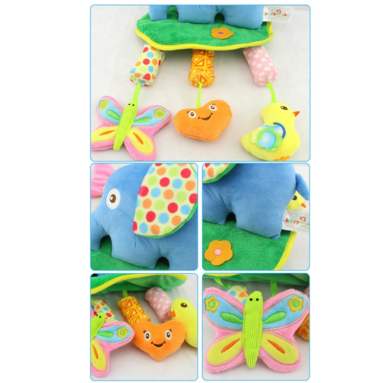 Baby See Play Soft Plush Cartoon Animals Hanging Toy Wind Chimes - Blue Elephant-3