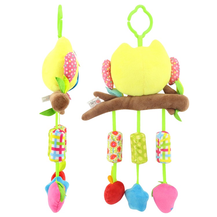Cute Wind Chime Baby Bed Strollers BB Rattles Bell Hanging Toys - Yellow Owl-2