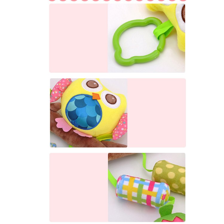 Cute Wind Chime Baby Bed Strollers BB Rattles Bell Hanging Toys - Yellow Owl-4