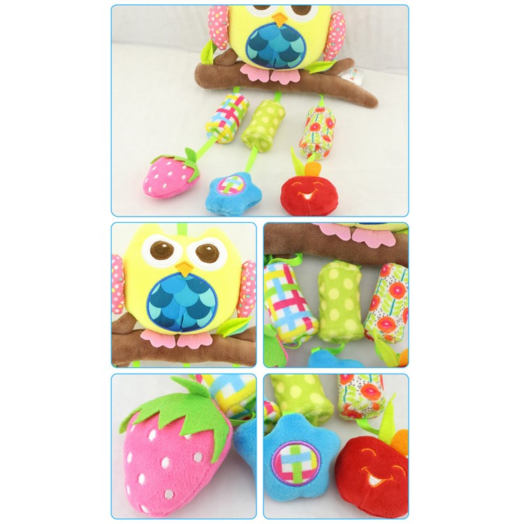 Cute Wind Chime Baby Bed Strollers BB Rattles Bell Hanging Toys - Yellow Owl-5