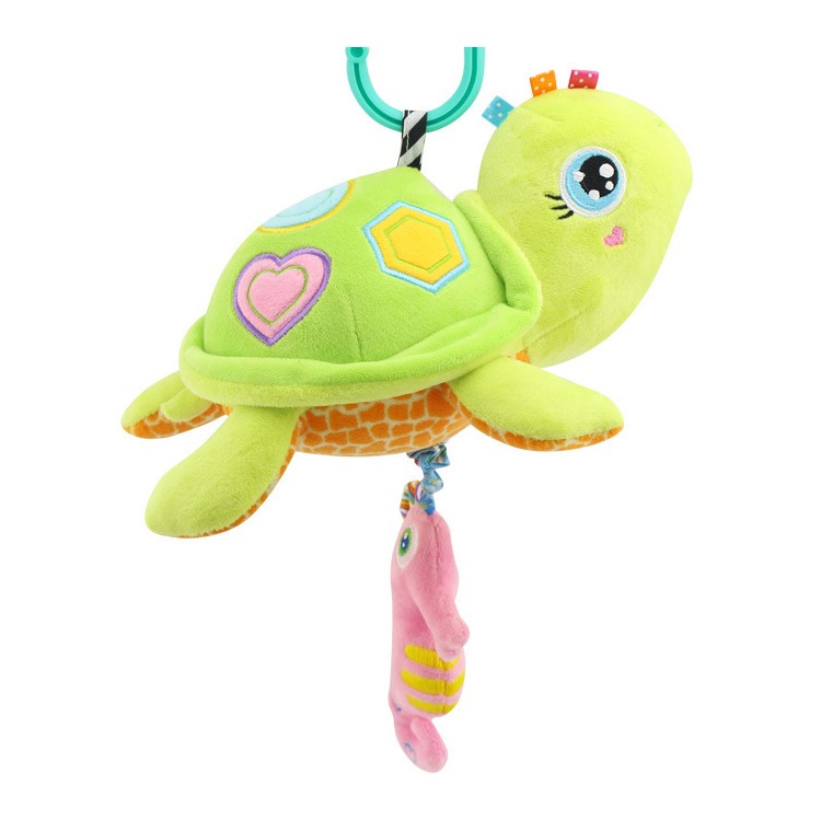 Cartoon Sea Animal Stroller Bed Hanging Toy with Music for Babies - Tortoise-1