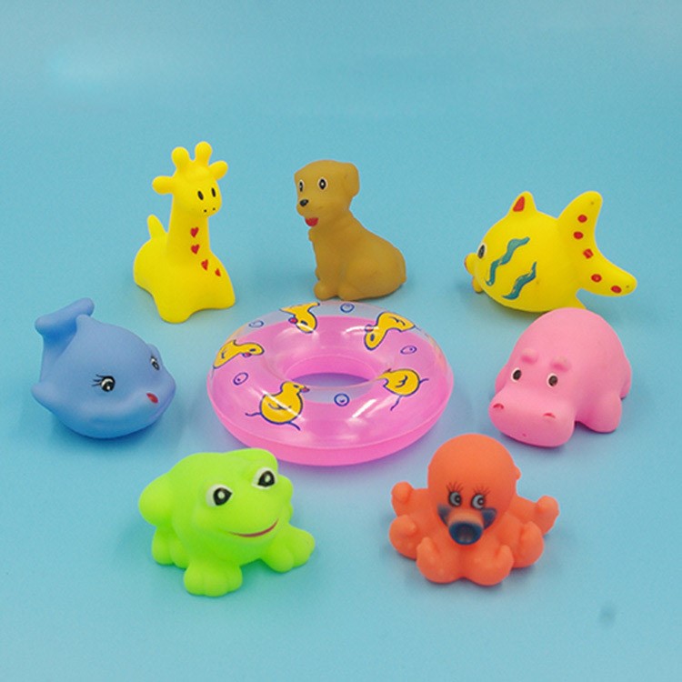 Funny Mummy & Baby Ducks Animals Squeaky Toys Baby Bathing Toys Shower Kid Game Toys-5