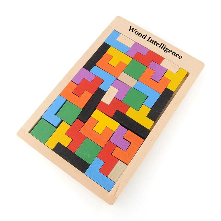 Early Education Tetris Wood Toys Brick for Kids Intelligence Development Patch Puzzle Board-1