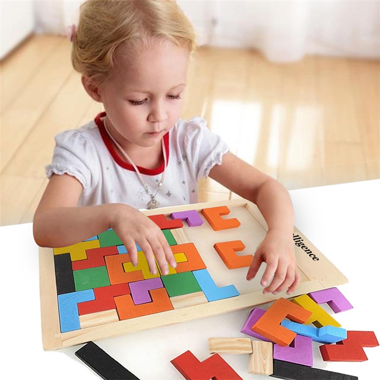 Early Education Tetris Wood Toys Brick for Kids Intelligence Development Patch Puzzle Board-5