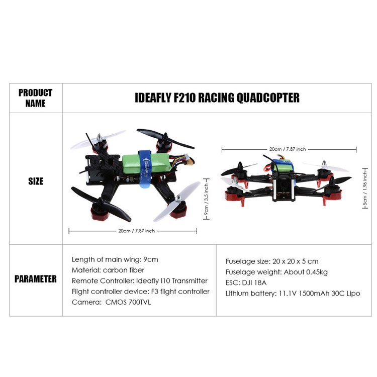IDEAFLY B210B Mini 5.8G FPV 700TVL HD Camera 2.4G Racing RC Quadcopter - Black / US Plug-9