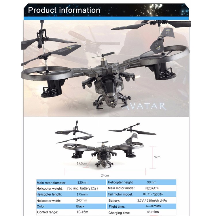 ATTOP YD718 Avatar Licensed 2.4G 4CH RC Quadcopter Infrared Remote Control Helicopter Toy-13