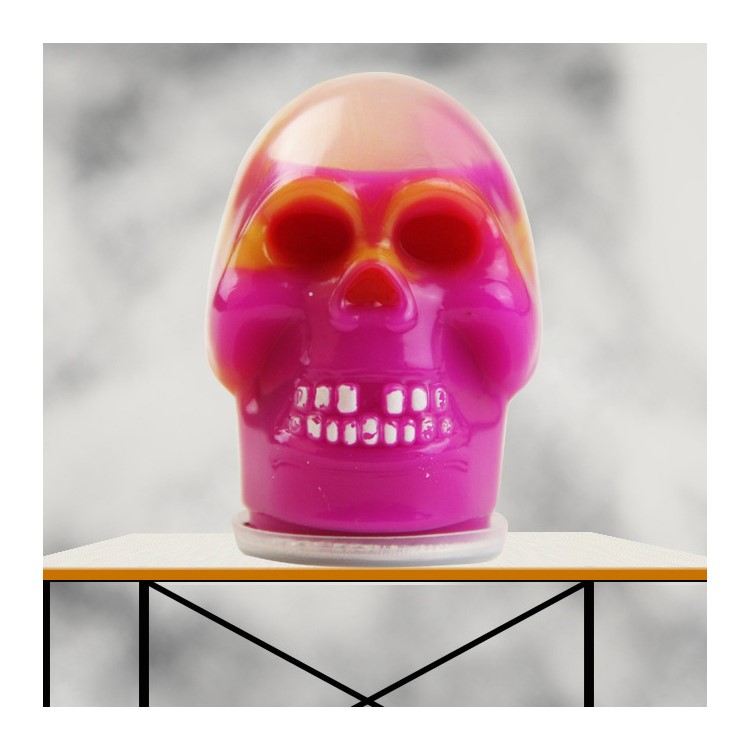 Barrel Slime Forme du crâne Squeeze Stretch Goo Silly Gag Prank Favors Favors Toy - Jaune + Rose-1