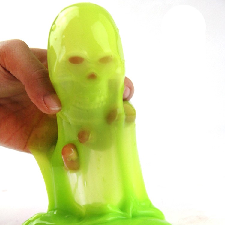 Barrel Slime Forme du crâne Squeeze Stretch Goo Silly Gag Prank Favors Favors Toy - Jaune + Rose-2
