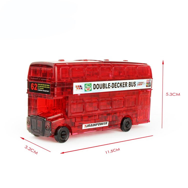 COOLPLAY DIY 3D Crystal Puzzle Assembly Double Decker Bus Model - Red-2
