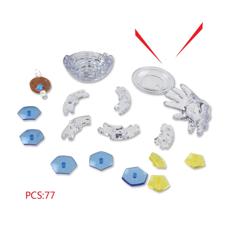 COOLPLAY Plastic Crystal Puzzle Clear Football 3D Model Building Blocks - Blue-3