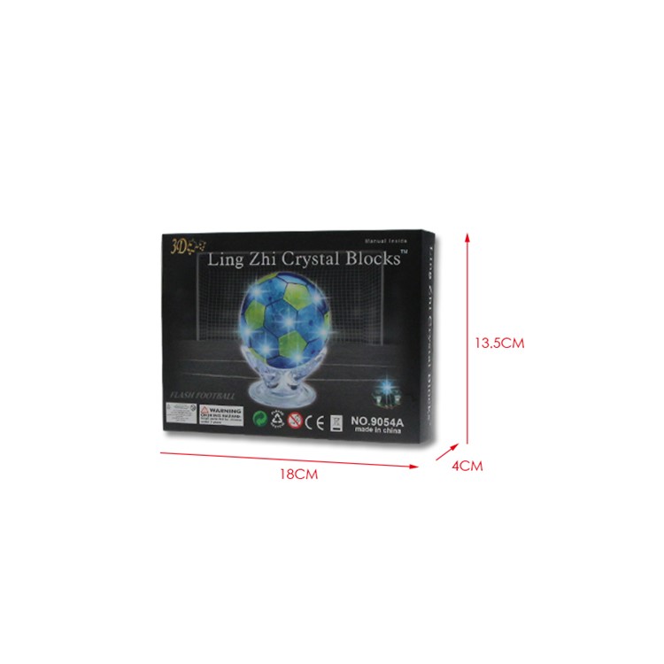 COOLPLAY Plastic Crystal Puzzle Clear Football 3D Model Building Blocks - Blue-4