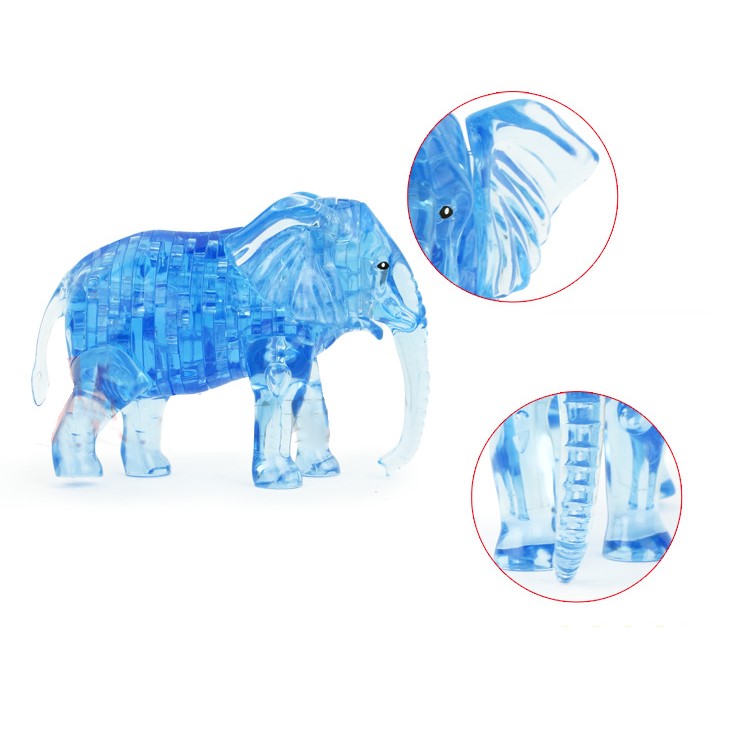 COOLPLAY DIY 3D Crystal Puzzle Assembly Elephant Pattern Model - Grey-2