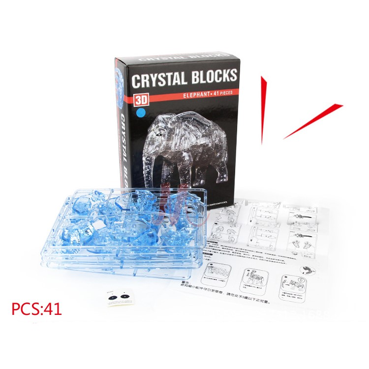COOLPLAY DIY 3D Crystal Puzzle Assembly Elephant Pattern Model - Grey-3